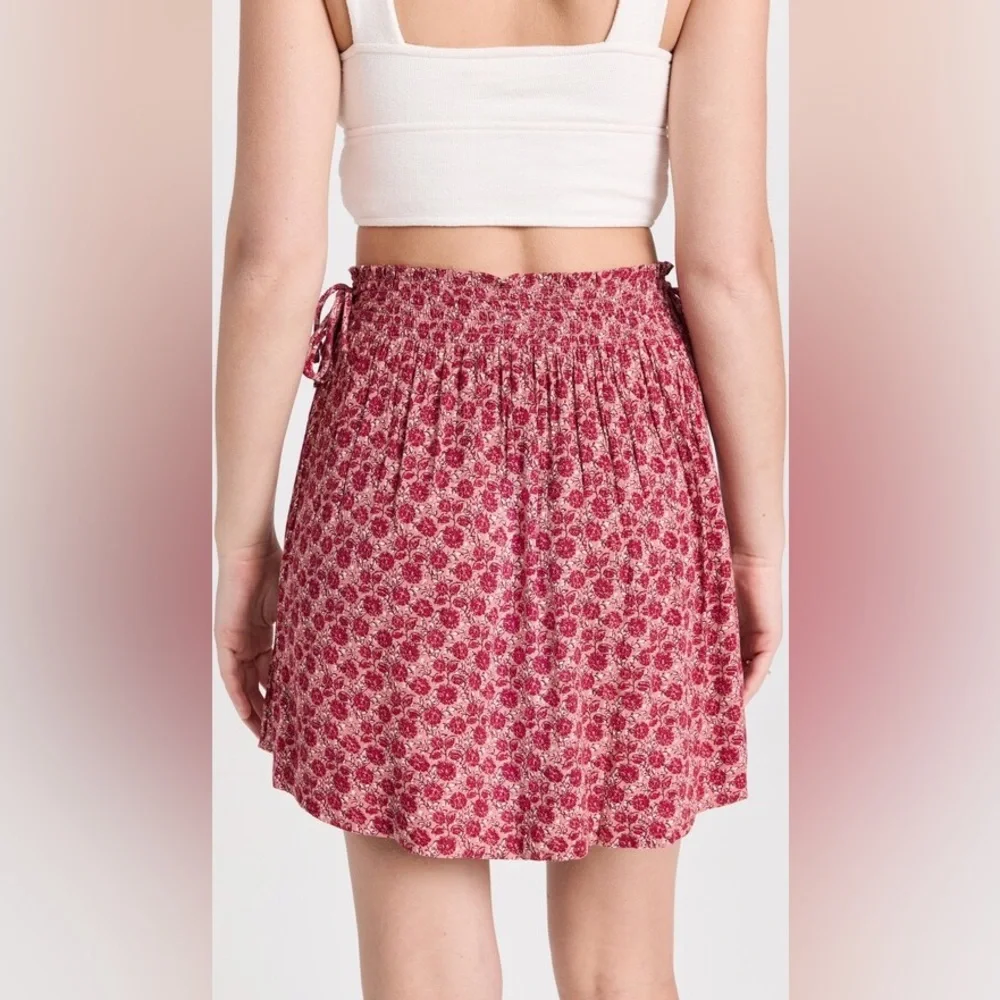 Faherty Emery smocked floral skirt size medium red